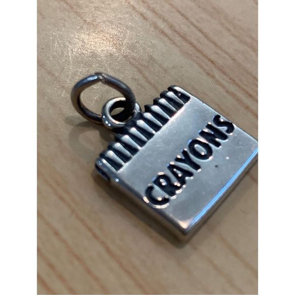 .925 Box of Crayons Sterling Silver Jewelry Charm - Picture 3 of 5